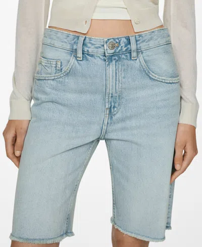 Mango Women's Straight-fit Denim Bermuda Shorts In Light Blue