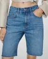 Mango Bermuda En Jean Droit In Medium Blue
