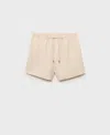 Mango Drawstring Waist Line Blend Shorts In Sand