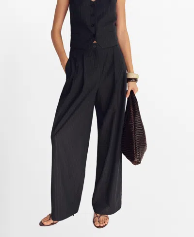 Mango Women's Straight-fit Linen-blend Suit Pants