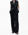 Mango Straight Leg Linen Pants In Blue