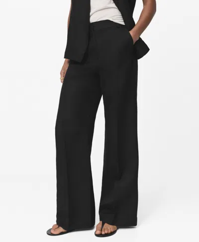 MANGO WOMEN'S STRAIGHT-FIT LINEN SUIT PANTS