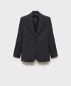 Mango Women's Straight-fit Micro-houndstooth Jacket In Black