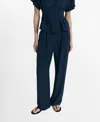 Mango Straight Fit Pleated Pants In Blue