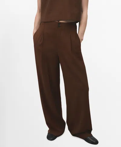 Mango Women's Straight-fit Pleated Pants In Brown