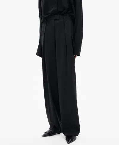 Mango Women's Straight-fit Pleated Pants In Charcoal