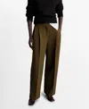 Mango Women's Straight-fit Pleated Pants In Khaki