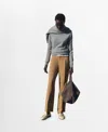 Mango Pleated Straight Fit Pants In Medium Brown