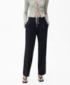 Mango Decorative Seam Stretch Straight Leg Pants In Dark Navy