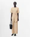 Mango Straight-fit Short-sleeved Jumpsuit With Belt Ecru