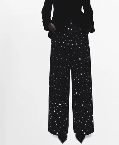 Mango Straight-fit Jeans With Studs Black Denim In Brown
