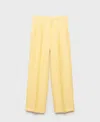 Mango Linen-blend Pleated Trousers Yellow In Yellow