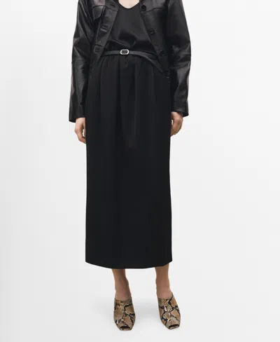 Mango Women's Straight Gathered Skirt In Black