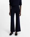 Mango Women's Straight Knitted Pants In Dark Navy