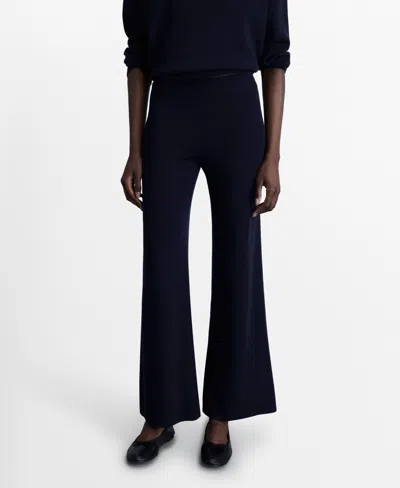 Mango Women's Straight Knitted Pants In Dark Navy