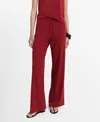 Mango Knit Drawstring Straight Leg Pants In Red