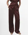 Mango Women's Straight-leg Crinkled-effect Pants In Brown