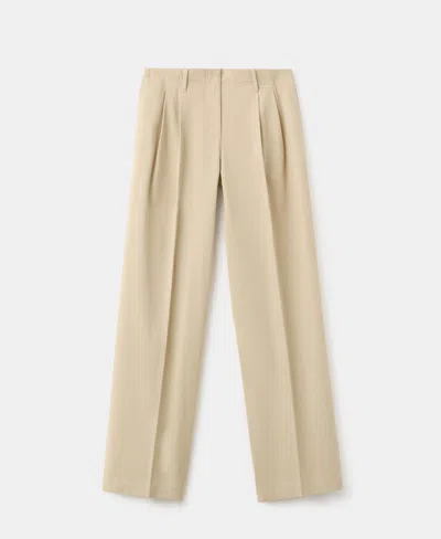 Mango Women's Straight-leg Pleated Denim Trousers In Sand
