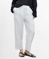 Mango Straight Leg Linen Drawstring Pants In White