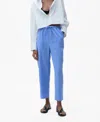 Mango Linen Drawstring Pants In Blue