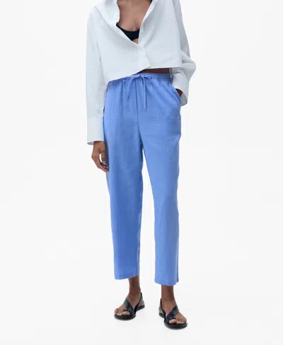 MANGO WOMEN'S STRAIGHT LINEN-BLEND TROUSERS PANTS