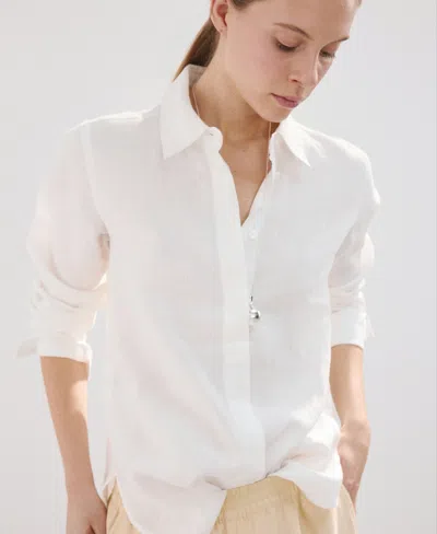 Mango Women's Straight Linen Shirt In White