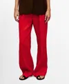 Mango Limona Pleat Front Wide Leg Linen Pants In Red