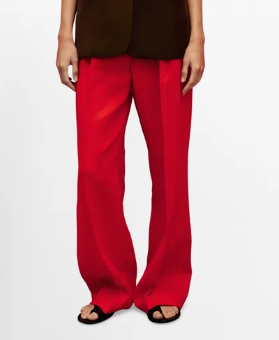 Mango Women's Straight Linen Suit Pants In Red