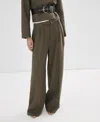 Mango Straight Leg Linen Pants In Green