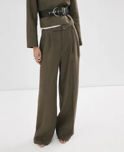 Mango Women's Straight Linen-blend Pants In Brown