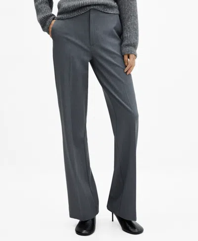 Mango Straight Long Pants Grey In Gray