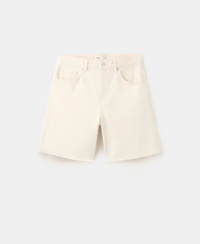 Mango Women's Straight Low-rise Denim Bermuda Shorts In Light Beige