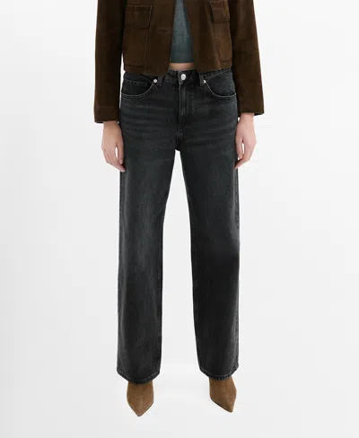 Mango Women's Straight Low-waist Jeans In Black
