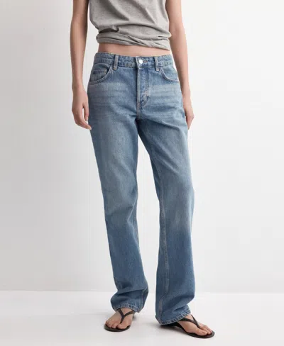 Mango Women's Straight Low-waist Jeans In Blue