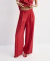 Mango Straight Lyocell Pants In Red