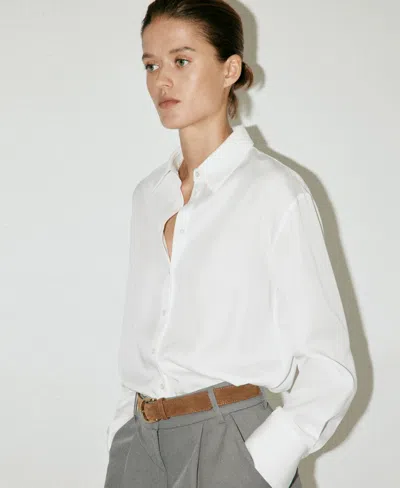 Mango Women's Straight Lyocell Shirt In Off White