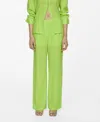 Mango Straight Lyocell Trousers Green In Green