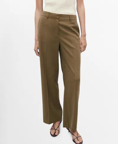 Mango Women's Straight Mid-rise Pants In Brown