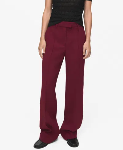 Mango Women's Straight Mid-rise Pants In Burgundy