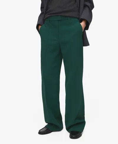 Mango Women's Straight Mid-rise Pants In Green