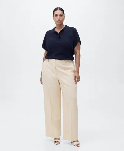 Mango Women's Straight Mid-rise Pants In Sand