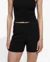 Mango Straight Mid-rise Shorts Black In Black