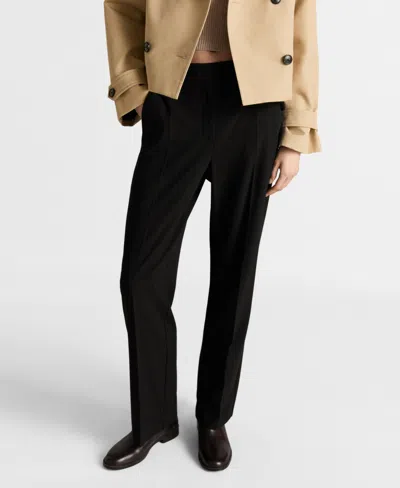Mango Women's Straight Mid-rise Trousers In Black