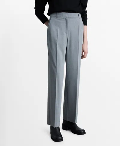 Mango Women's Straight Mid-rise Trousers In Gray