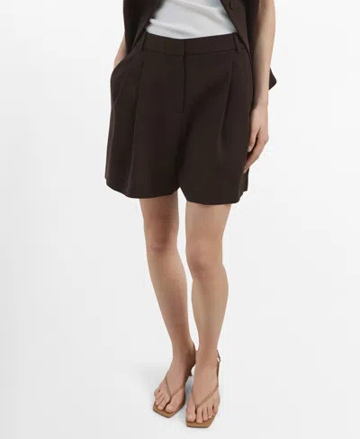 Mango Women's Straight Mid-rise Bermuda Shorts In Brown