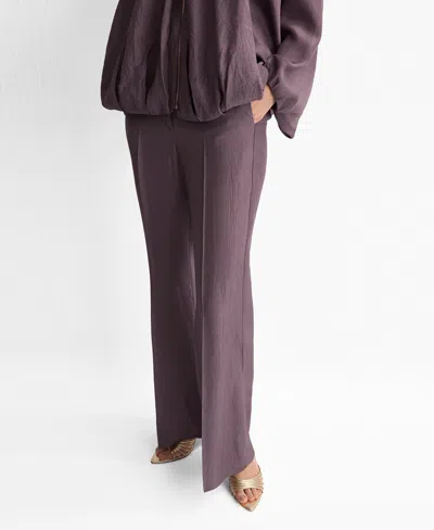 Mango Women's Straight Mid-rise Pants In Purple
