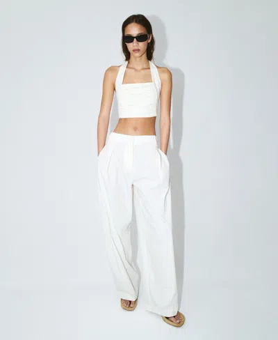 Mango Women's Straight Mid-rise Pants In White