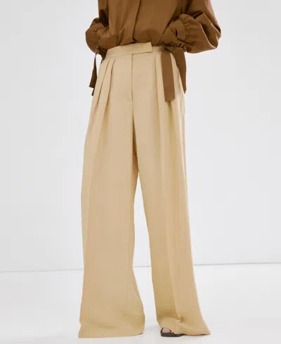Mango Women's Straight Mid-rise Pants In Neutral