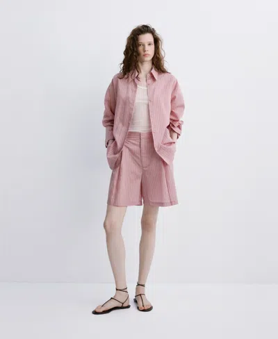 Mango Women's Straight Pinstripe Bermuda Shorts In Pink