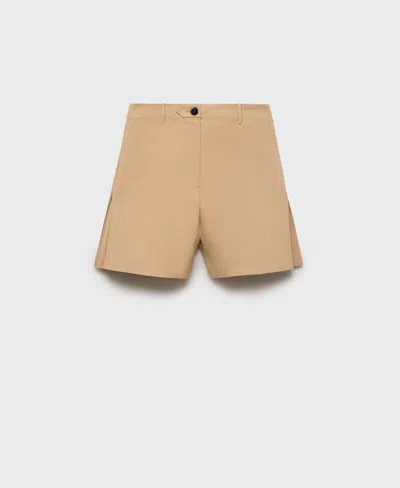 MANGO WOMEN'S STRAIGHT PLEATED SHORTS